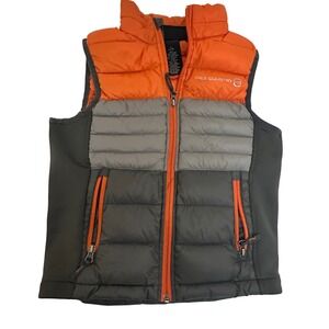 Free Country Boys Puffer Vest Full Zip Sleeveless Jacket Orange Gray Size S‎